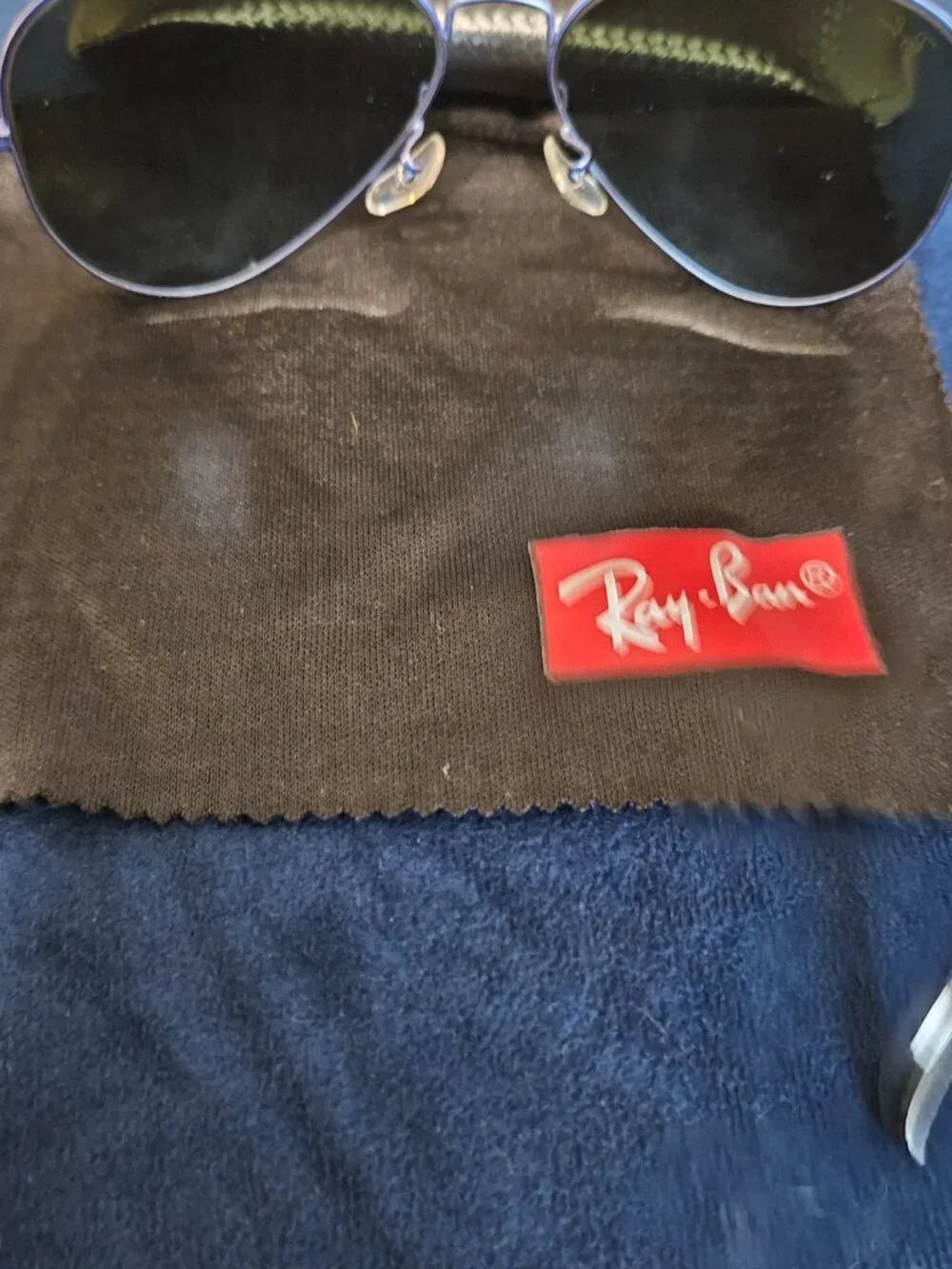 Ray-Ban 3025B BLUE Frame Aviator Sunglasses w/Case-RARE- {#811-6}
